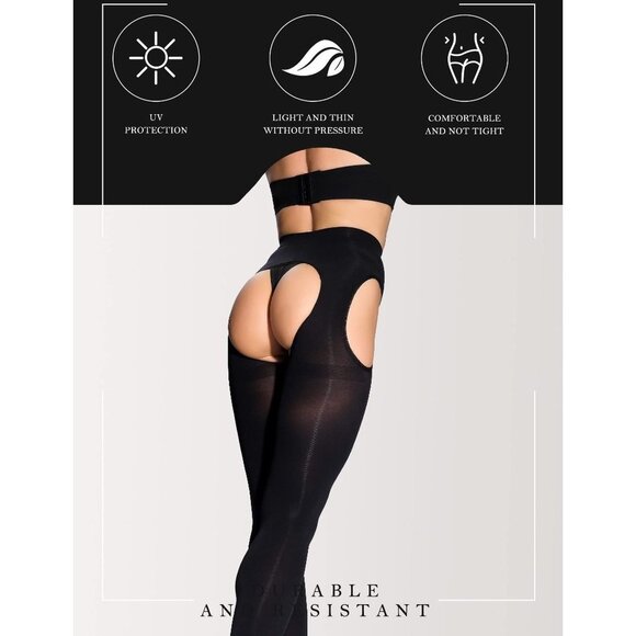 Suspender Tights for Women Plus Size Garter - Black&white Two Pirs - Picture 3 of 5